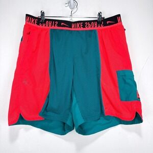 Nike Reversible‎ Training Shorts Men XL Green Pink Pockets Polyester Stretch Gym